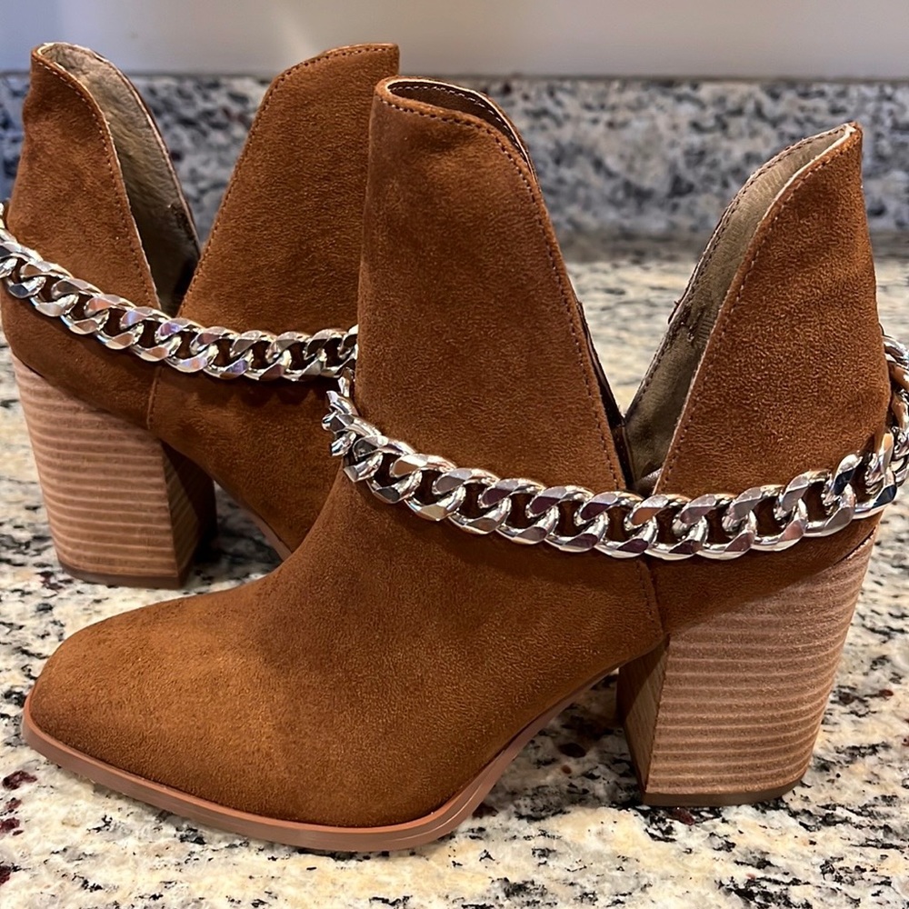 Steve Madden Faux Suede Chain Booties